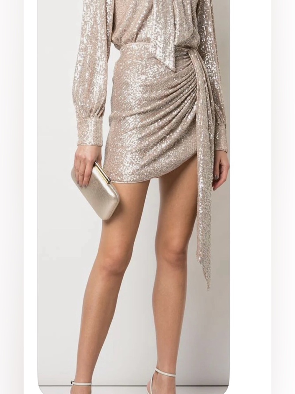 Jonathan Simkhai Draped Sequin Mini Skirt in Champagne Sz XS NEW